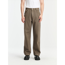 UNICA HOMME/定制新款水洗色老爹直筒牛仔裤男宽松卡其色