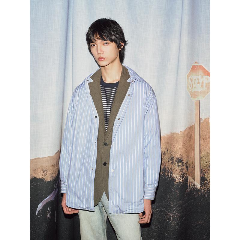 UNICAHOMME蓝色条纹羽绒服