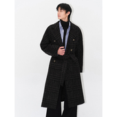 UNICA HOMME 不朽_定纺圈圈毛呢_利落双排扣连肩廓形大衣