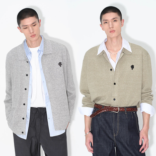 fit复古翻领羊绒亚麻混纺针织开衫 随性氛围感_clean HOMME UNICA