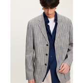 巴拿马编织风线条格纹纹理休闲老钱风西装 UNICA HOMME 外套男