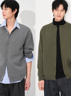 UNICA HOMME/高知硬朗范立领廓形针织开衫