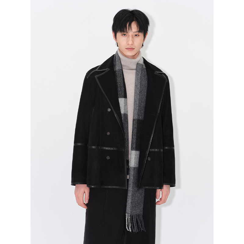 UNICAHOMME西装领皮毛一体外套