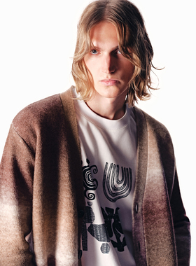 UNICAHOMME渐变晕染马海毛羊毛针织开衫