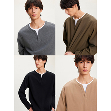 UNICA HOMME/白敬亭同款 撞色假两件t恤男士上衣长袖亨利衫男