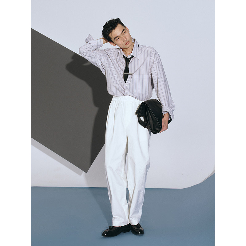 UNICA HOMME/何运晨同款高阶休闲风下摆抽绳设计条纹简约纯色衬衫,男装,衬衫,淘宝优惠券,粉丝福利购,淘宝优惠卷