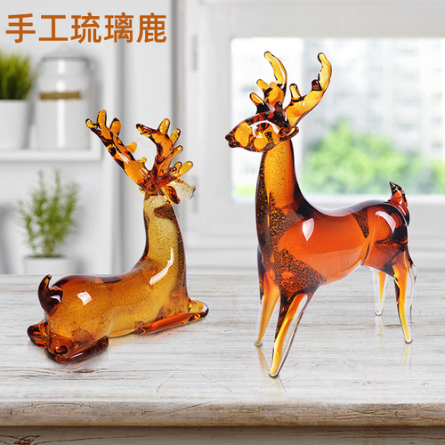 轻奢麋鹿美式风电视柜琉璃工艺品