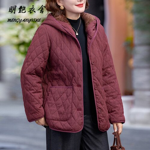 高级妈妈冬季夹棉外套2026新款小棉袄中老年女装冬装加绒羽绒棉服