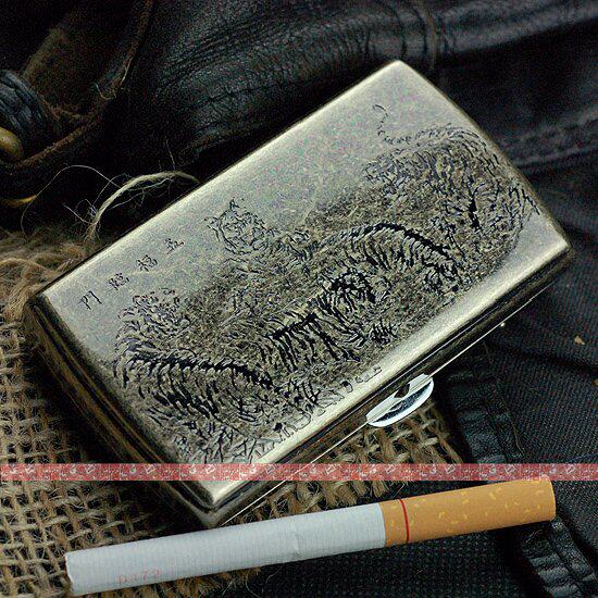 双枪烟盒 319 五福临门 可装12支烟 铜质制造 男士精品超薄烟盒