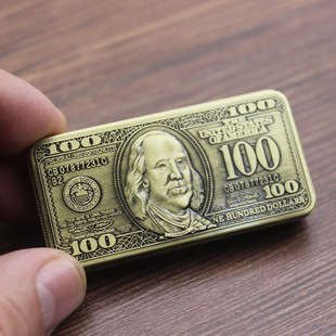 创意100美金下拉式打火机防风打火机充气打火机奇特打火机