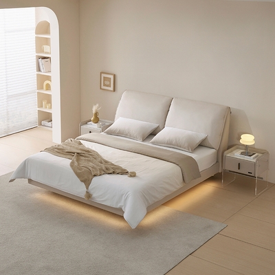 全友家居门店同款 92288 奶油风 舒感布软包悬浮1.5/1.8米布艺床