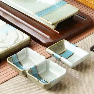 毛孩烧清河陶瓷味碟日韩式复古酱料碟日料小菜碟子蘸水双格碟小吃