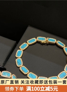 湖蓝色绿松石手链女s925银