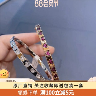 多爱心手镯女s925银双面手镯时铂金玫瑰金色尚轻奢心形手饰送礼物