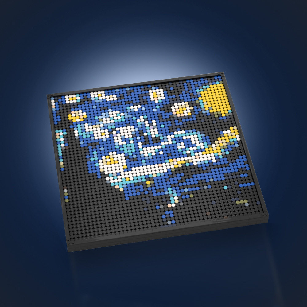 A0575星空夜景积木画MOC-50853创意积木像素画益智拼装玩具