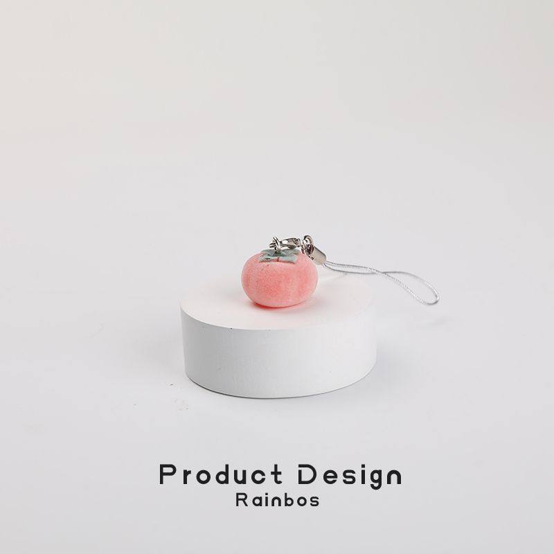 植绒粉柿子可爱学生个性手机挂件挂绳手机链吊坠女书包包小挂饰品