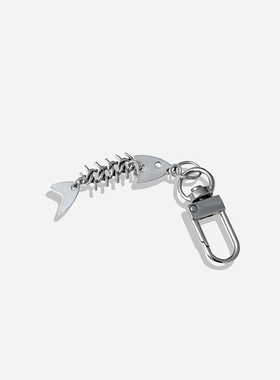 RAI欧美鱼骨钥匙链书包挂饰个性创意北欧风钥匙扣小挂件ins风仿真