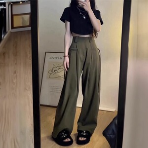 梨形身材阔腿裤女秋冬胖妹妹mm高腰宽松显瘦垂感直筒休闲西装裤子