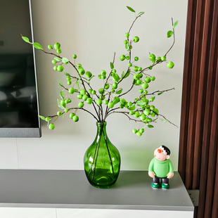 仿真小苹果枝假花家居客厅餐桌装饰品摆件摄影道具花束插花艺摆设