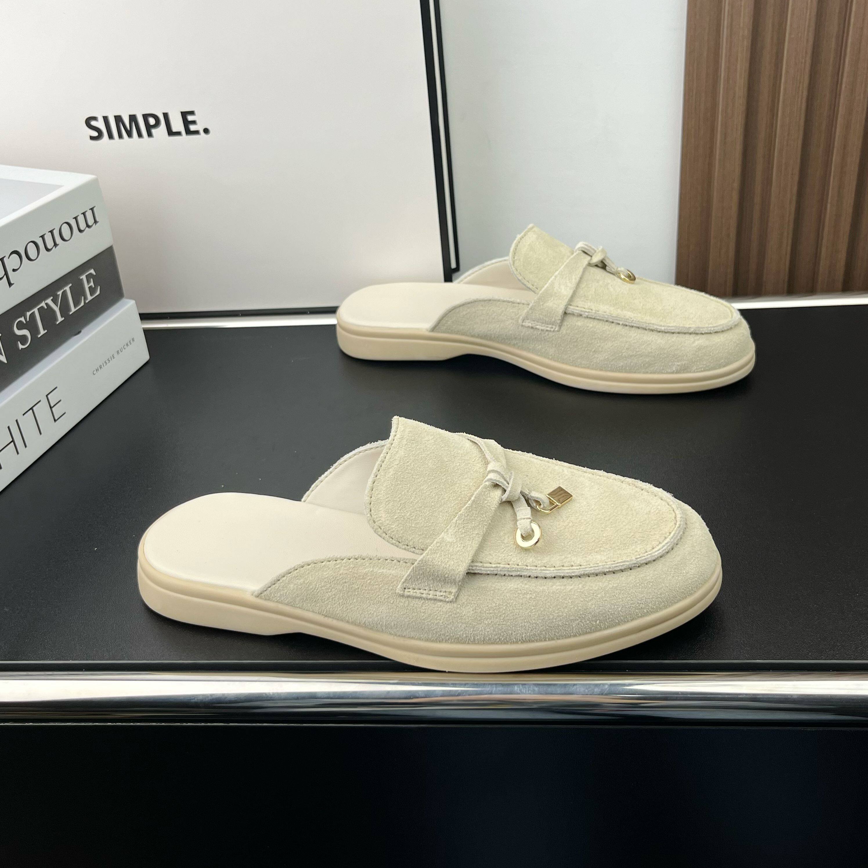 休闲风反绒皮穆勒鞋女夏厚底包头半拖2026夏季新款一脚蹬懒人女鞋