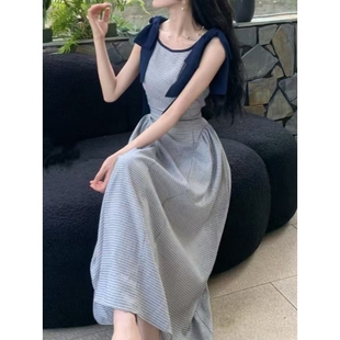 甜美显瘦洋气千金背心连衣裙 欧式 夏日海盐法式 长裙子2025夏季 新款