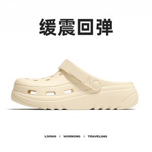 防滑海边沙滩 法式 夏季 外穿防滑eva凉拖鞋 女厚底增高踩屎感洞洞鞋