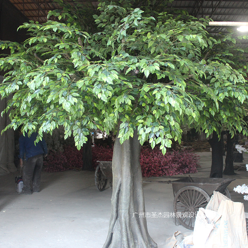 仿真榕树室内外街道装饰假树阻燃绢布榕叶假大树厂家直销仿真树