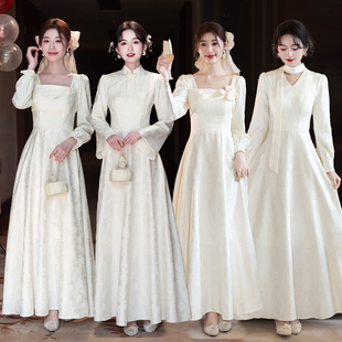 伴娘服礼服裙2025新款气质长袖蕾丝面平时可穿姐妹团高级小众冬装