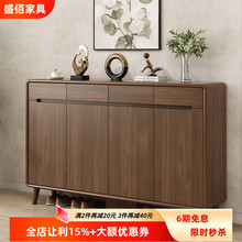 新中式家用多功能鞋柜进门客厅玄关柜入户门口实木框隔断柜胡桃色