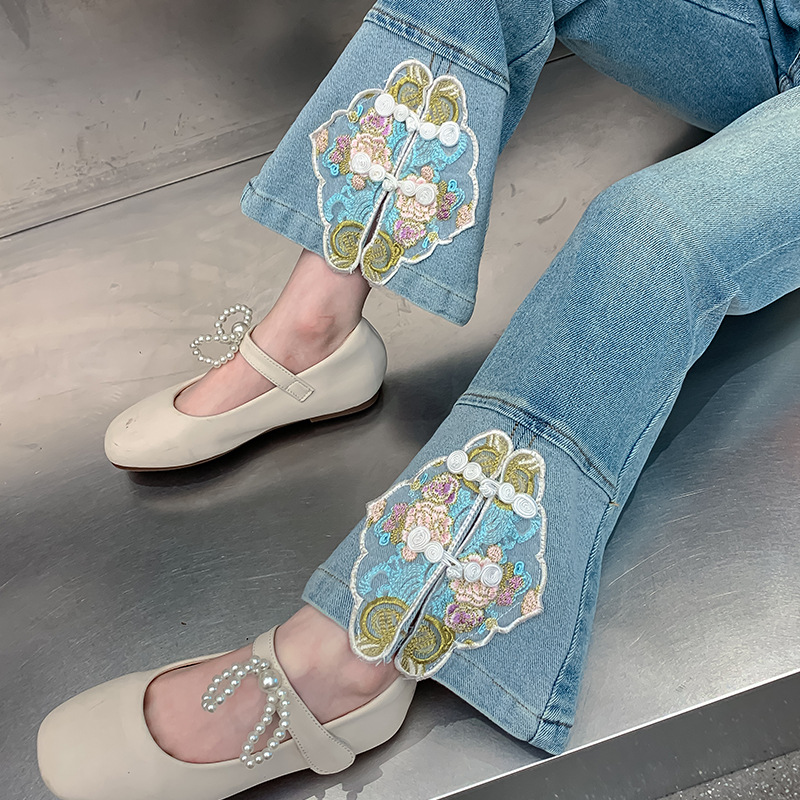 女童休闲牛仔裤2025秋季新款儿童洋气裤子中大童女孩春秋韩版长裤