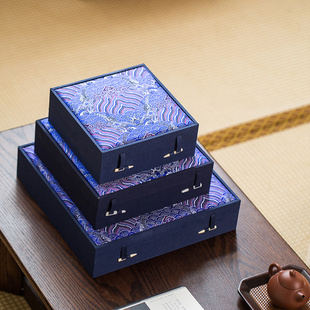 景欣高档云锦布中国风盘子锦盒包装盒瓷盘茶托壶承茶饼礼品盒定制