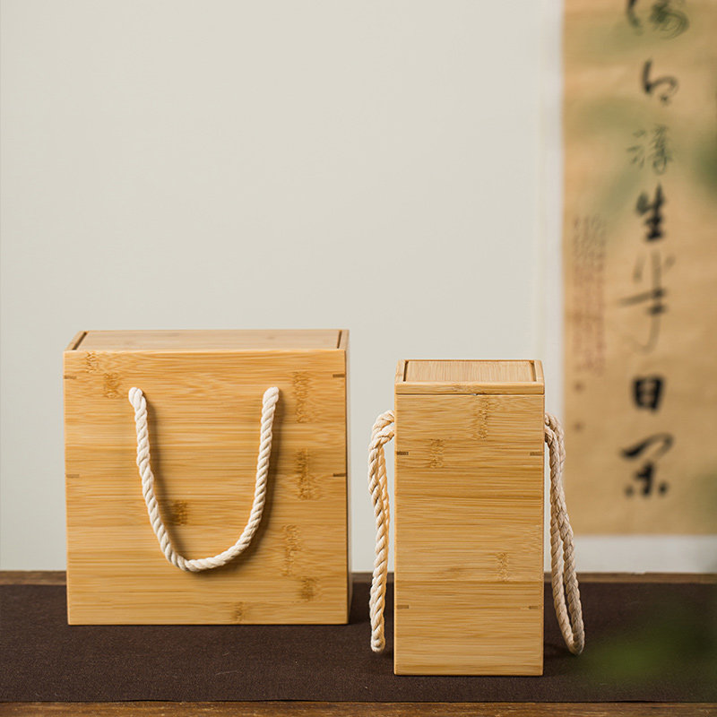 高档白酒礼品盒一斤装酒瓶包装盒两瓶装手提竹盒尺寸定制logo刻字