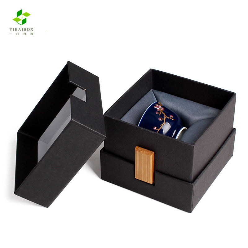 高档牛皮纸陶瓷杯包装盒小茶杯建盏盒子单杯礼盒礼品盒正方形定制