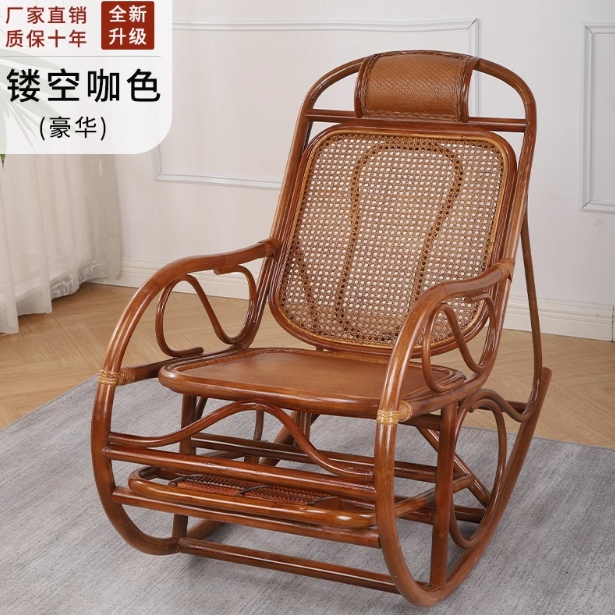耐用藤摇椅天然植物藤手工编织椅