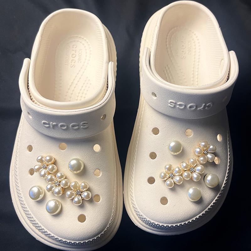 crocs洞洞鞋配饰珍珠花朵鞋花