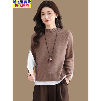 小款半高领毛衣女秋冬加厚纯色羊毛上衣韩版小个子短款打底针织衫