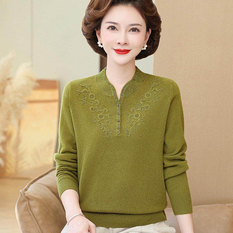 中老年人女装秋冬2024新款100%山羊绒旗袍领毛衣妈妈纯羊毛打底衫,女装/女士精品,羊绒衫,淘宝优惠券,粉丝福利购,淘宝优惠卷