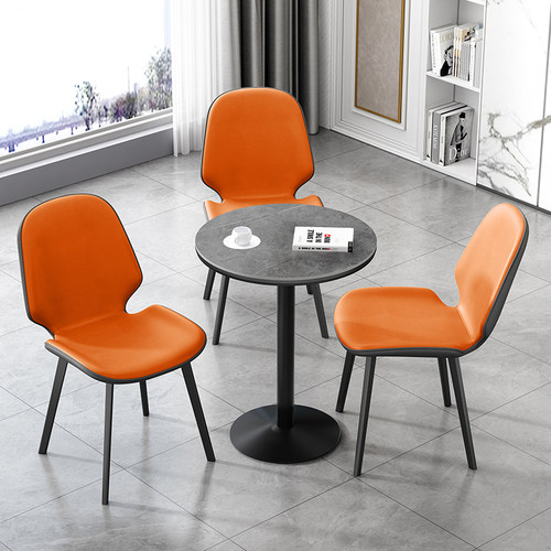 意式风休闲接待阳台小圆餐桌椅