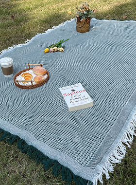 户外野餐垫亚麻布春游垫子便携桌布露营盖毯氛围郊游汽车后备箱垫