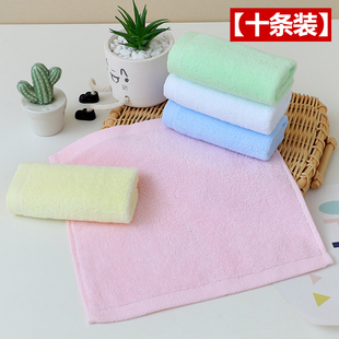 纯棉小毛巾擦手巾挂式 10条装 吸水可爱方巾全棉婴幼儿童洗脸洗澡巾
