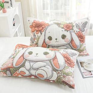 纯棉纱布枕巾一对装 成人加大加厚防滑单人枕头巾 全棉学生吸汗老式