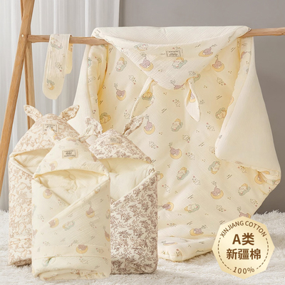 包被婴儿初生纯棉a类秋冬加厚全棉抱被襁褓产房抱被新生儿防惊跳