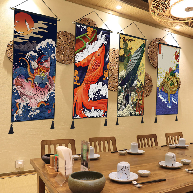 日式装饰画浮世绘刺青居酒屋挂画榻榻米餐厅饭店包厢壁画布画图片
