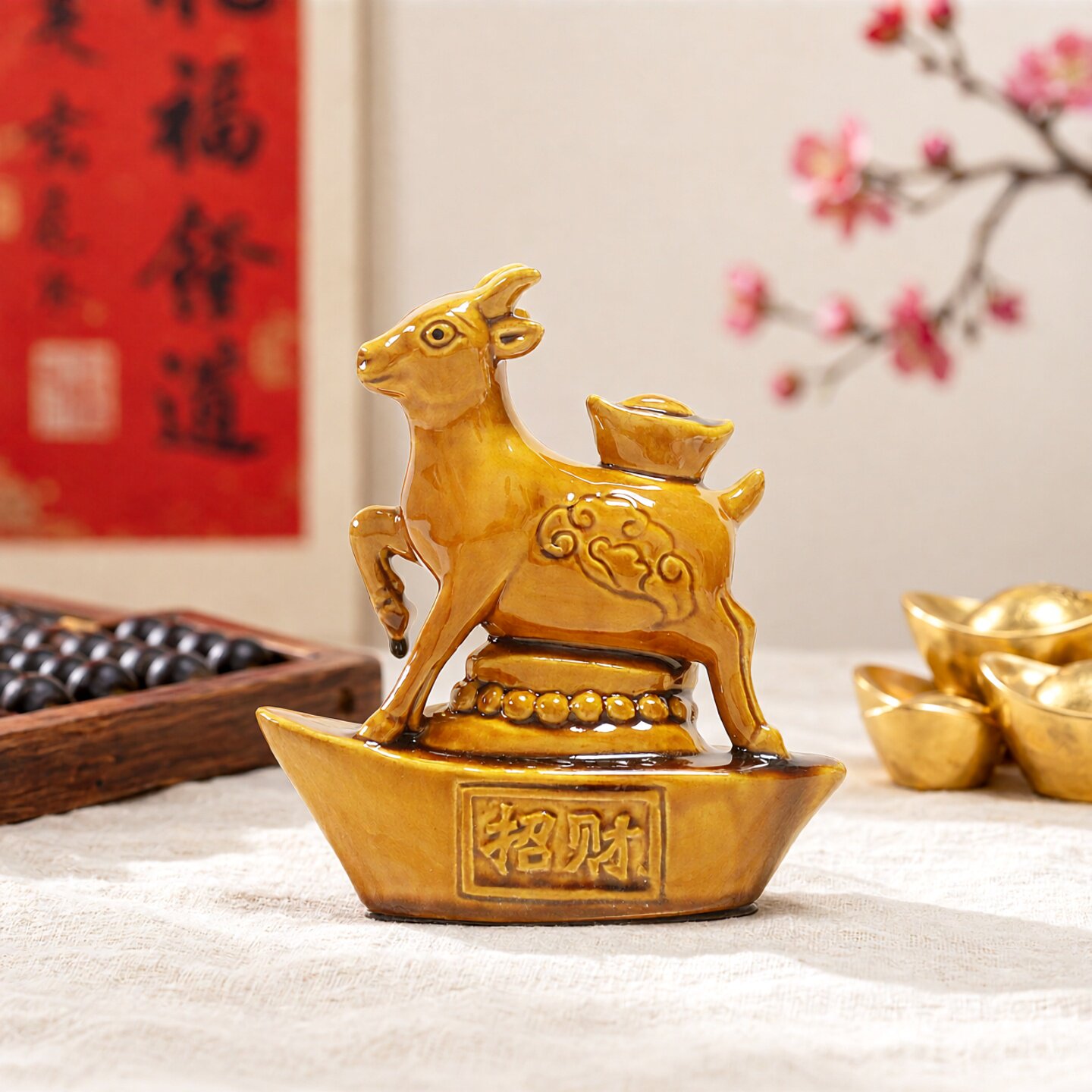 陶瓷羊摆件风水补角家居装饰品图片