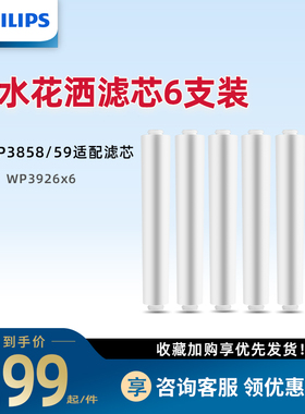 飞利浦淋浴花洒净水器滤芯适配WP3859/WP3858淋浴器WP3926 六只装