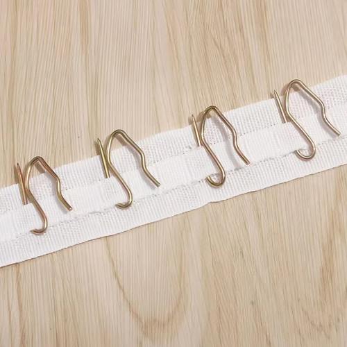 加厚两线简约窗帘白色褶皱抽带