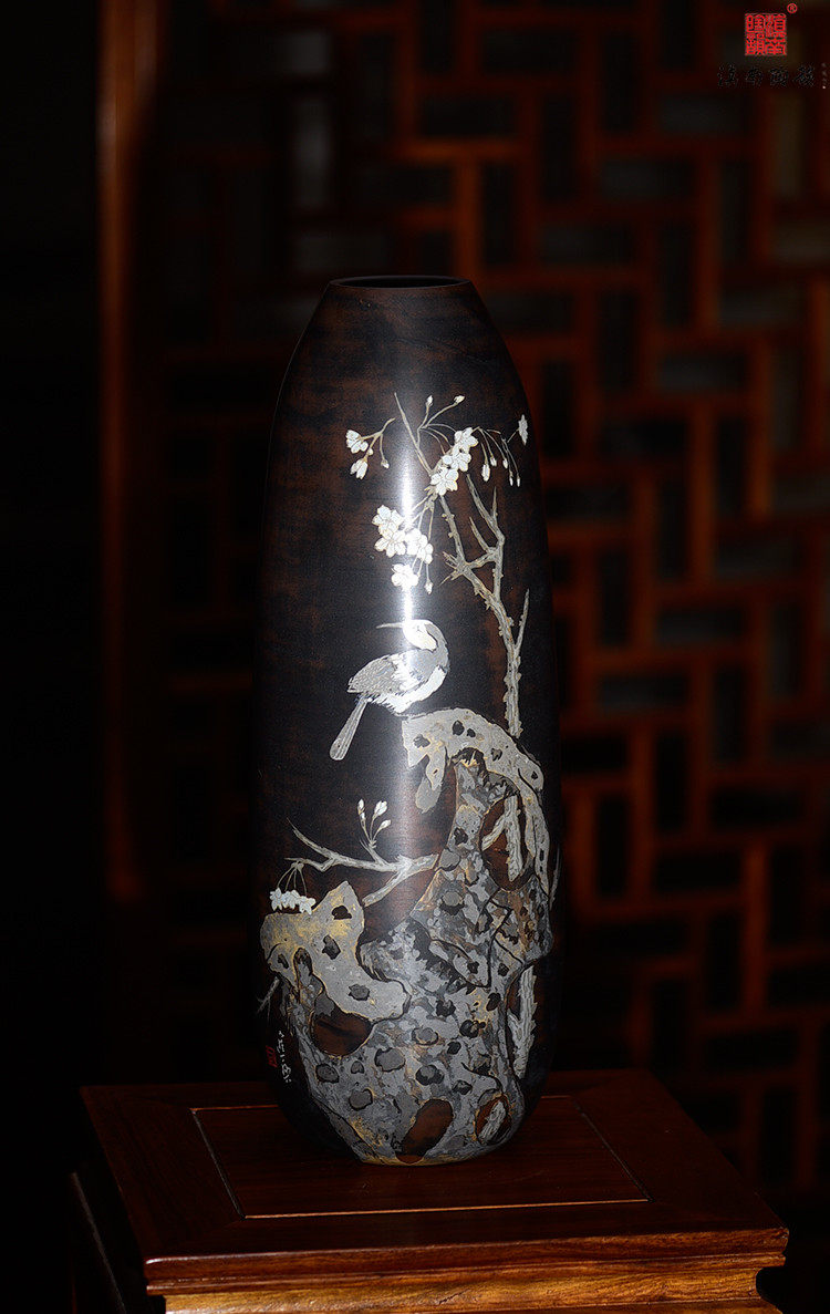 滇南陶韵云南建水紫陶全手工制作名家向进兴花瓶