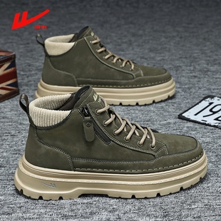 回力高帮男鞋2025新款秋冬季复古潮流男士休闲工装鞋子马丁靴男款