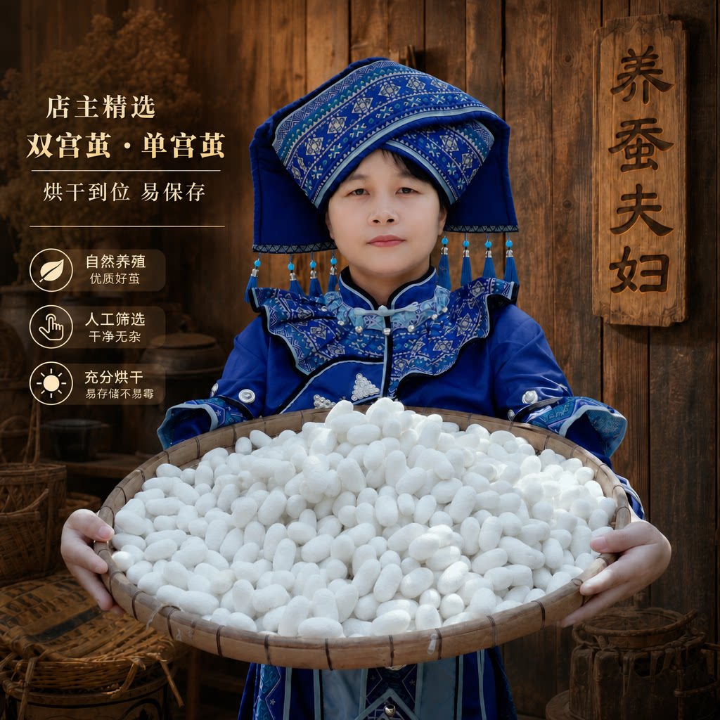 单宫茧桑蚕干茧可抽丝DIY手工