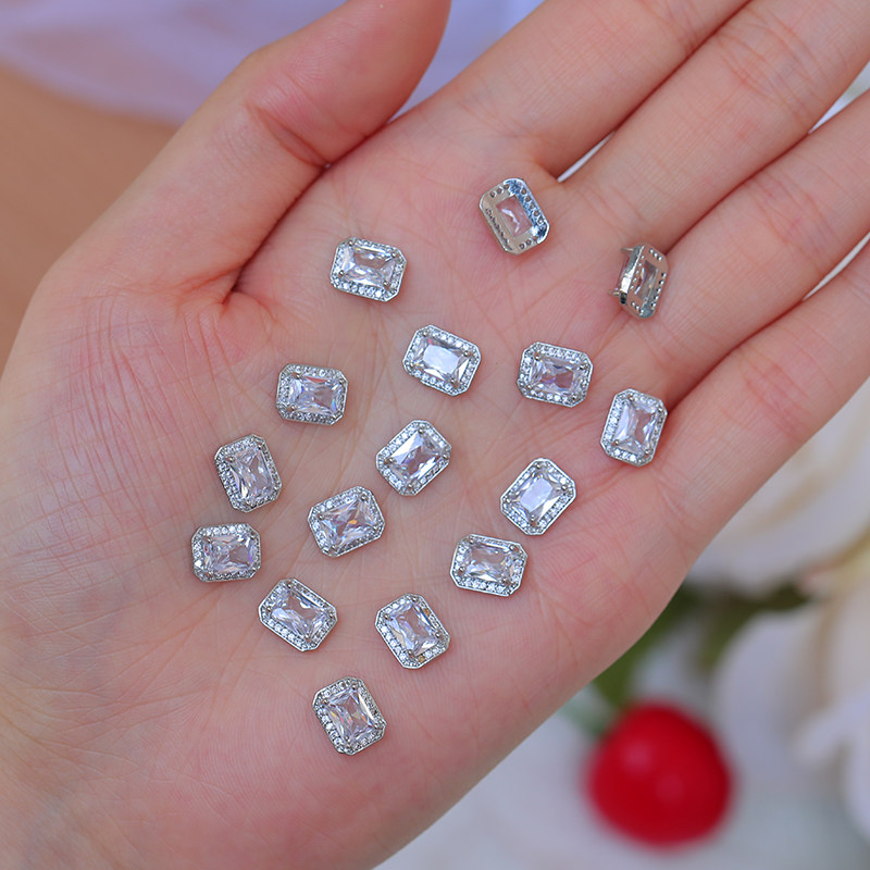 秋季新款网红美甲锆石钻饰水滴方形小兔子款水钻保色金属不掉色